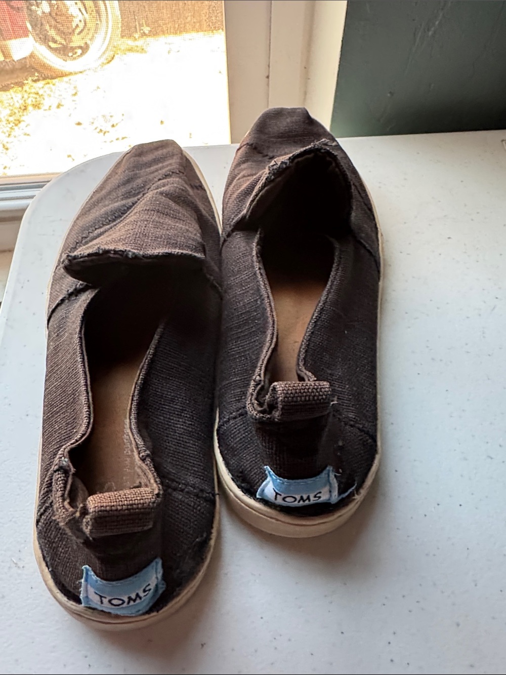 Toms Brown Canvas Slip-On Flats